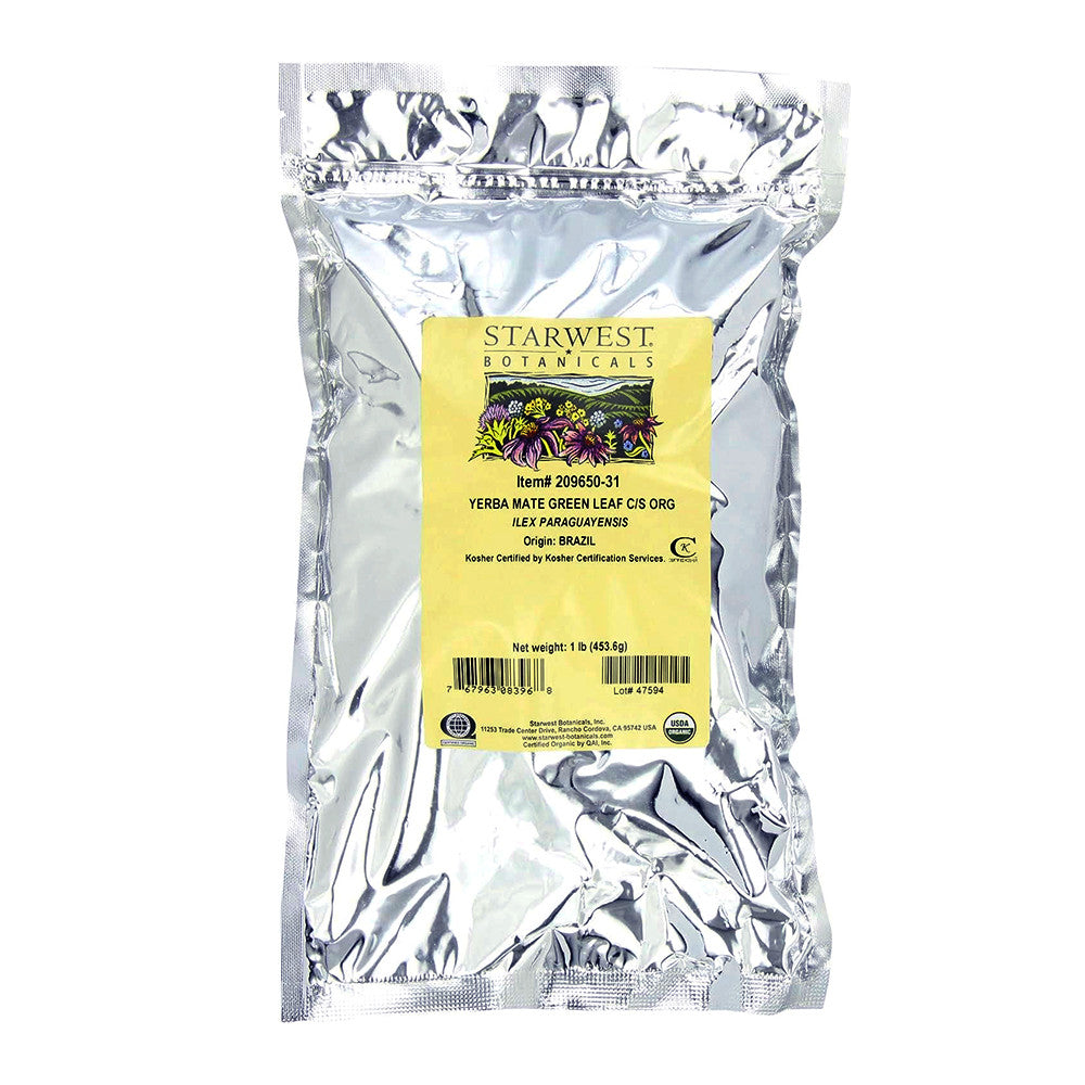 Starwest Botanicals Organic Green Yerba Mate Leaf Cut, 16 Oz